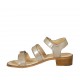 Sandalo da donna con fibbie regolabili in pelle laminata platino tacco 4 - Misure disponibili: 42, 43, 44, 45