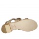 Sandalo da donna con fibbie regolabili in pelle laminata platino tacco 4 - Misure disponibili: 42, 43, 44, 45