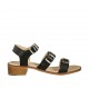 Sandalo da donna con fibbie regolabili in pelle nera tacco 4 - Misure disponibili: 43, 44