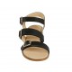 Sandalo da donna con fibbie regolabili in pelle nera tacco 4 - Misure disponibili: 43, 44