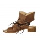 Sandalo accollato da donna con laccio in pelle nocciola tacco 4 - Misure disponibili: 43, 44