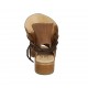 Sandalia de parte frontal alta para mujeres con cordones en piel avellana tacon 4 - Tallas disponibles:  43, 44