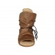 Sandalia de parte frontal alta para mujeres con cordones en piel avellana tacon 4 - Tallas disponibles:  43, 44