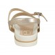 Sandalo da donna con cinturino in pelle laminata platino zeppa 2 - Misure disponibili: 43