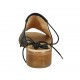 Sandale avec lacets pour femmes en cuir noir talon 4 - Pointures disponibles:  42, 43