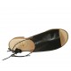 Sandalo da donna con laccio in pelle nera tacco 4 - Misure disponibili: 42, 43, 45, 46