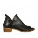Zapato abierto en punta cerrado hasta el cuello para mujer con cremallera en piel negra tacon 4 - Tallas disponibles:  43, 44, 46