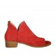 Scarpa aperta da donna con cerniera in nabuk rosso tacco 4 - Misure disponibili: 43, 44