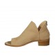 Zapato abierto para mujer con cremallera en nubuk beis tacon 4 - Tallas disponibles:  43, 44, 45