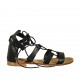 Scarpa aperta stringata alla schiava da donna in pelle nera tacco 1 - Misure disponibili: 45