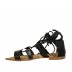 Zapato abierto estilo gladiador con cordones para mujer en piel negra tacon 1 - Tallas disponibles:  45