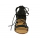 Scarpa aperta stringata alla schiava da donna in pelle nera tacco 1 - Misure disponibili: 45