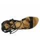 Zapato abierto estilo gladiador con cordones para mujer en piel negra tacon 1 - Tallas disponibles:  45