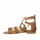 Scarpa aperta stringata alla schiava da donna in pelle nocciola tacco 1 - Misure disponibili: 42, 43, 45