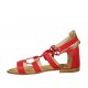 Zapato abierto estilo gladiador con cordones para mujer en piel roja tacon 1 - Tallas disponibles:  42, 43, 44, 46