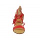 Zapato abierto estilo gladiador con cordones para mujer en piel roja tacon 1 - Tallas disponibles:  42, 43, 44, 46
