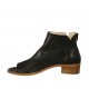 Zapato abierto en punta cerrado hasta el cuello para mujer con cremallera posterior en piel y piel perforada negra tacon 4 - Tallas disponibles:  44