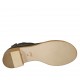 Chaussure ouverte pour femmes avec fermeture eclair posterieur en cuir et cuir perforé noir talon 4 - Pointures disponibles:  44