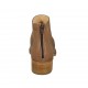 Woman's open toe highfronted shoe with back zipper in hazelnut leather and pierced leather heel 4 - Available sizes:  43, 44