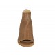 Woman's open toe highfronted shoe with back zipper in hazelnut leather and pierced leather heel 4 - Available sizes:  43, 44