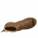 Woman's open toe highfronted shoe with back zipper in hazelnut leather and pierced leather heel 4 - Available sizes:  43, 44