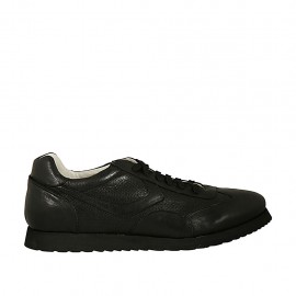 Scarpa stringata sportiva da uomo in pelle e pelle forata nera - Misure disponibili: 47
