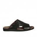 Men's mule with elastic bands in black leather