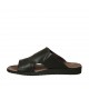 Men's mule with elastic bands in black leather - Available sizes:  46, 48, 49