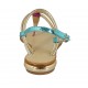 Sandalo infradito da donna con strass in pelle laminata platino e stampata azzurra e fucsia tacco 1 - Misure disponibili: 34