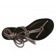Sandalo infradito alla schiava da donna con lacci in pelle laminata grigia canna di fucile tacco 1 - Misure disponibili: 33, 34, 43