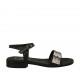 Sandalo da donna in pelle nera con cinturino e strass tacco 2 - Misure disponibili: 32, 45