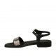 Sandalo da donna in pelle nera con cinturino e strass tacco 2 - Misure disponibili: 32, 45
