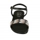 Sandalo da donna in pelle nera con cinturino e strass tacco 2 - Misure disponibili: 32, 45