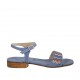 Sandalo da donna con cinturino e strass in camoscio azzurro tacco 2 - Misure disponibili: 32, 33, 43
