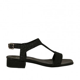 Sandalo da donna glitterato nero tacco 2 - Misure disponibili: 32