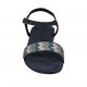 Sandalo da donna con cinturino e strass in camoscio blu tacco 2 - Misure disponibili: 32, 42, 46