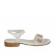 Sandalo da donna in pelle bianca con cinturino e strass tacco 2 - Misure disponibili: 32, 43, 44, 45, 46