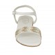 Sandalo da donna in pelle bianca con cinturino e strass tacco 2 - Misure disponibili: 32, 43, 44, 45, 46