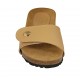 Sabot aperto da donna in pelle beige con bottone, velcro e zeppa 4 - Misure disponibili: 42, 43, 44