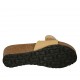 Sabot aperto da donna in pelle beige con bottone, velcro e zeppa 4 - Misure disponibili: 42, 43, 44