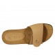 Sabot aperto da donna in pelle beige con bottone, velcro e zeppa 4 - Misure disponibili: 42, 43, 44