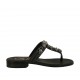 Woman's thong mules with rhinestones in black leather heel 2 - Available sizes:  33