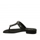 Woman's thong mules with rhinestones in black leather heel 2 - Available sizes:  33