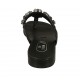 Woman's thong mules with rhinestones in black leather heel 2 - Available sizes:  33