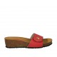 Sabo abierto rojo para mujer con boton y velcro cuña 4 - Tallas disponibles:  43