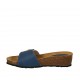 Sabot aperto da donna in pelle blu con bottone, velcro e zeppa 4 - Misure disponibili: 42, 43, 44