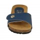 Sabot aperto da donna in pelle blu con bottone, velcro e zeppa 4 - Misure disponibili: 42, 43, 44
