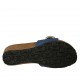 Sabot aperto da donna in pelle blu con bottone, velcro e zeppa 4 - Misure disponibili: 42, 43, 44
