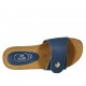 Sabot aperto da donna in pelle blu con bottone, velcro e zeppa 4 - Misure disponibili: 42, 43, 44