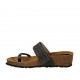 Sabot aperto infradito da donna in pelle nera con strass e zeppa 4  - Misure disponibili: 43
